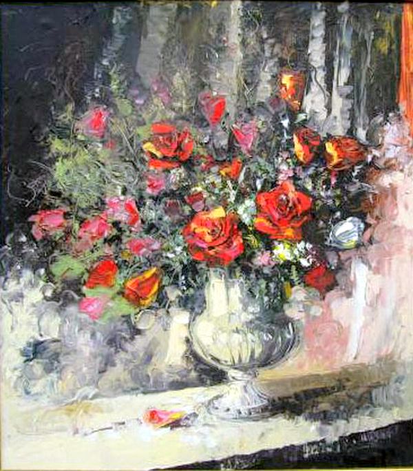 Розы. Холст-масло, 80 x 90 см.